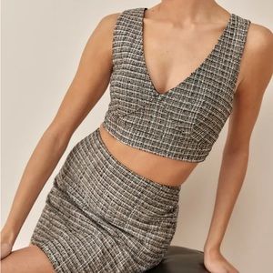 Reformation zuri top black tweed NWT